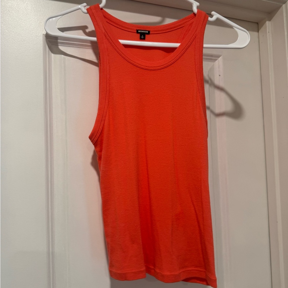 Monrow Fitted coral Sleeveless Tank Top